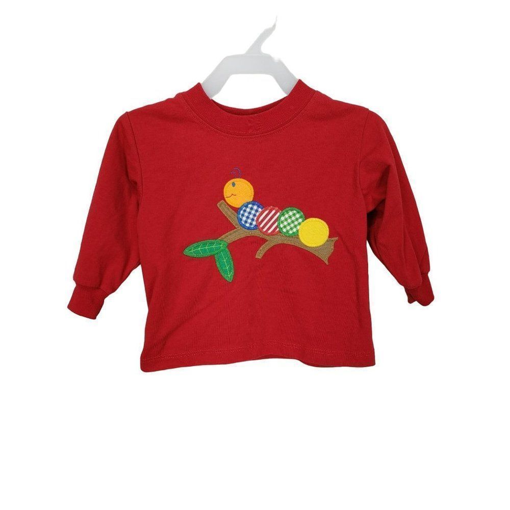 Bailey Boys Red Gingham Caterpillar On A Branch Boys Long Sleeve